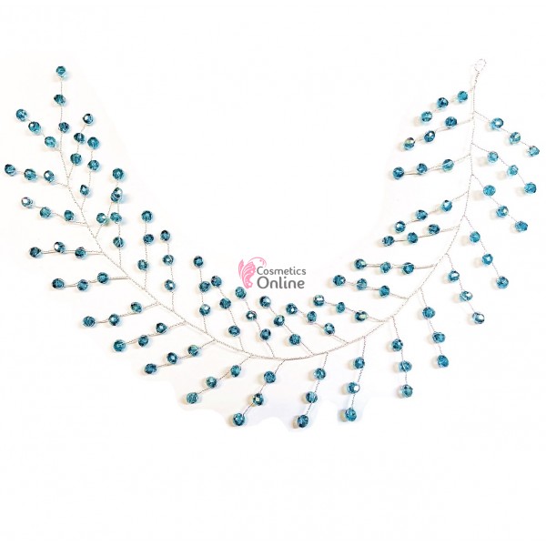 Accesoriu modern pentru decor par WED60 Argintiu cu cristale de 35cm - Blue